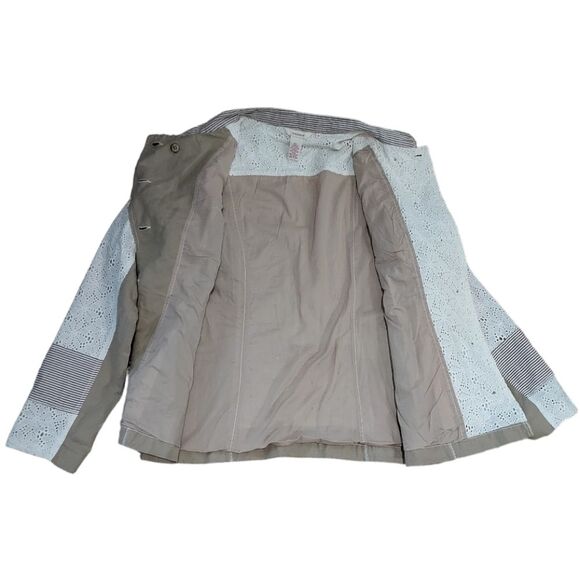 Sundance Mixed Media Eyelet Linen Boho Button-Down Jacket size 12 - Picture 3 of 7